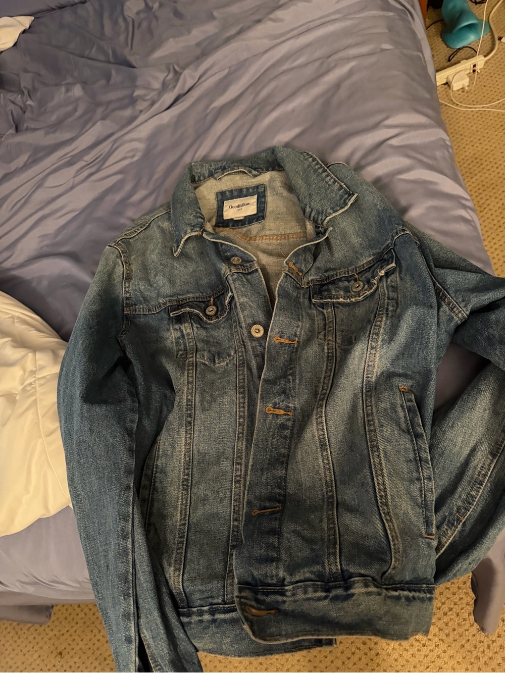 Classic Blue Denim Jacket with Button-Front